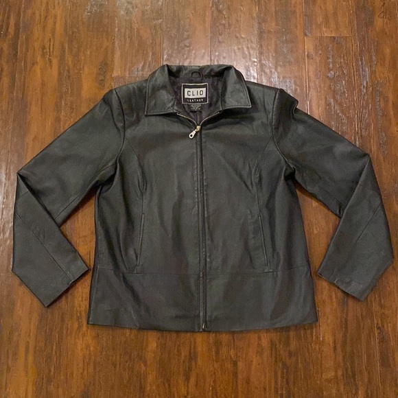 Clio Jackets & Blazers - Vintage CLIO Leather Black 100% Leather Coat Women’s Size 8